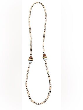 Vintage Handcrafted Cream & Brown Beaded Necklace - Women's Jewelry